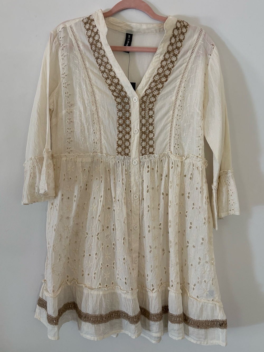 Cream Embroidered Women’s Swim Coverup Tunic